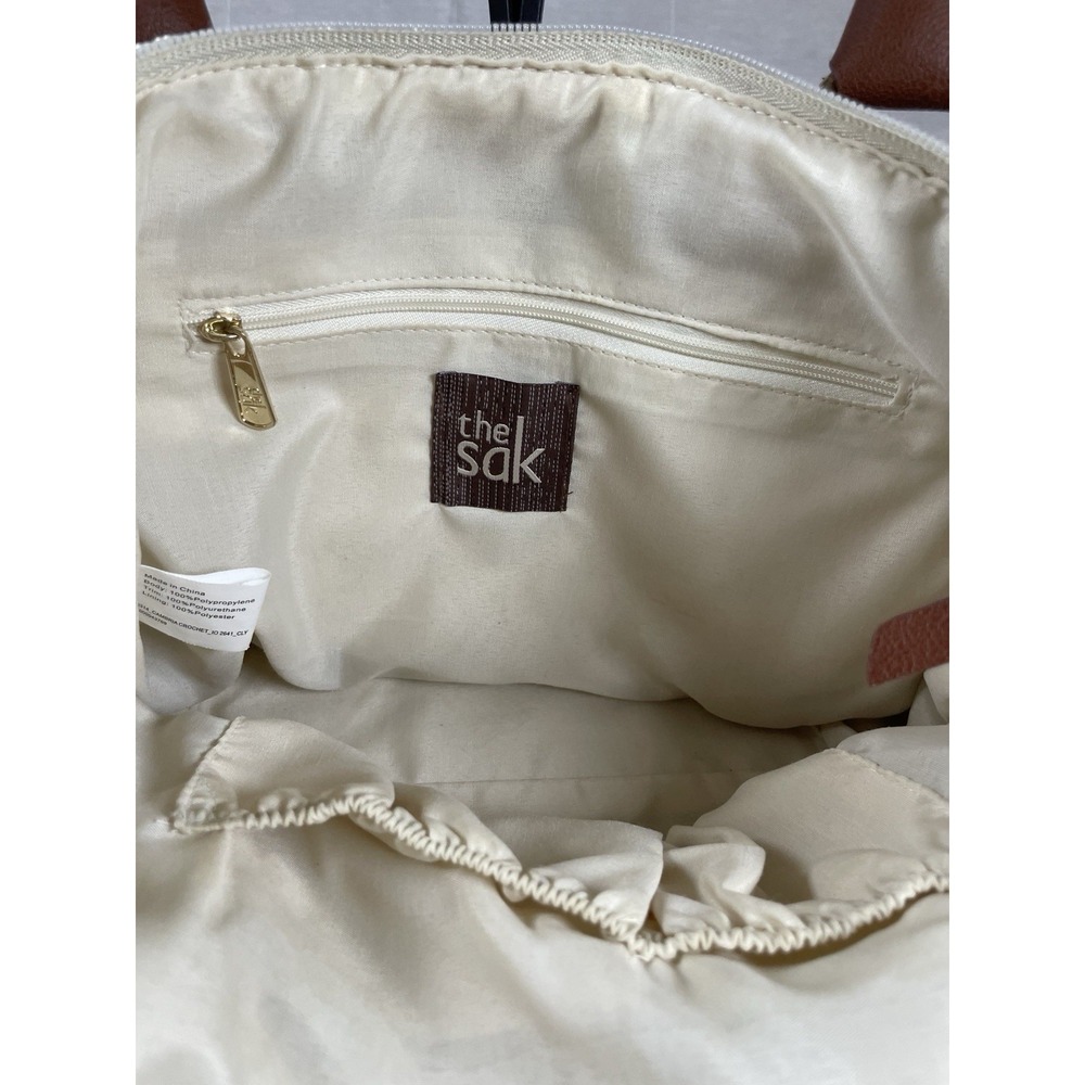 The Sak Cream w/Gold Underlay Cambria Hand Crochet Large Tote Bag/Purse - Picture 5 of 8
